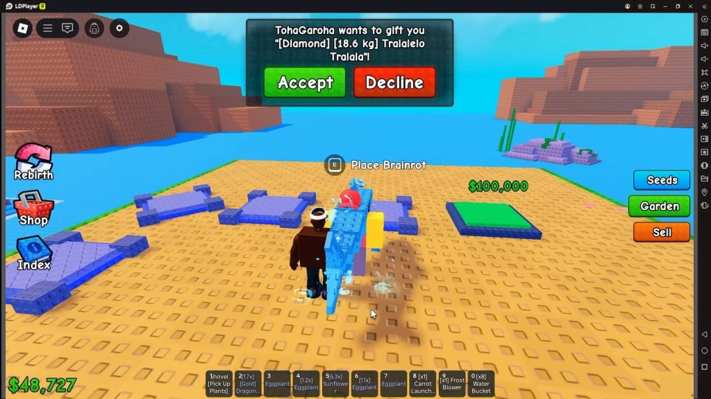 Seseorang ingin memberikan gift Diamond sebesar 18,6 kg dan diminta persetujuannya.