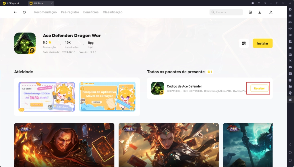 Código exclusivo de Ace Defender: Dragon War