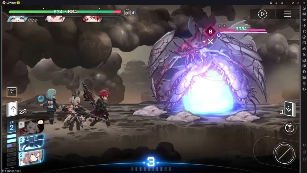 Tiga karakter Chaos Zero Nightmare melawan bos.