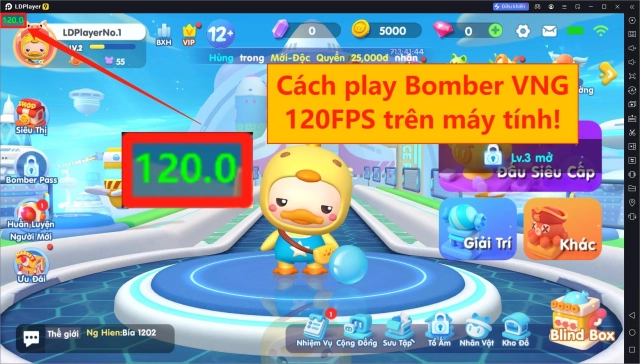 Bomber VNG: cách chạy mượt 120FPS cao trên bản PC