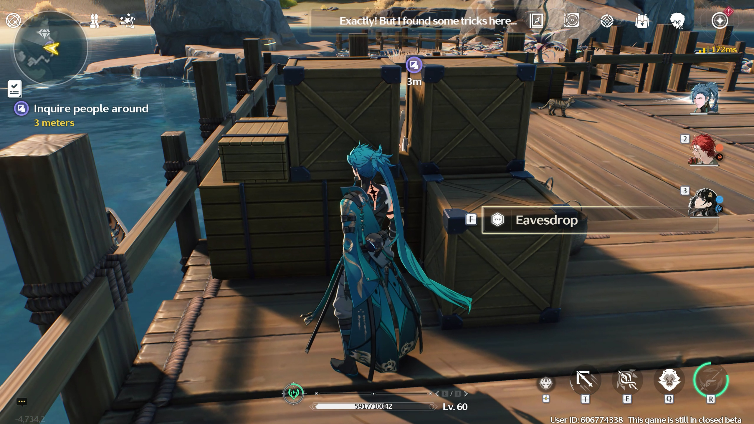 Eavesdrop location behind crates on the bridge