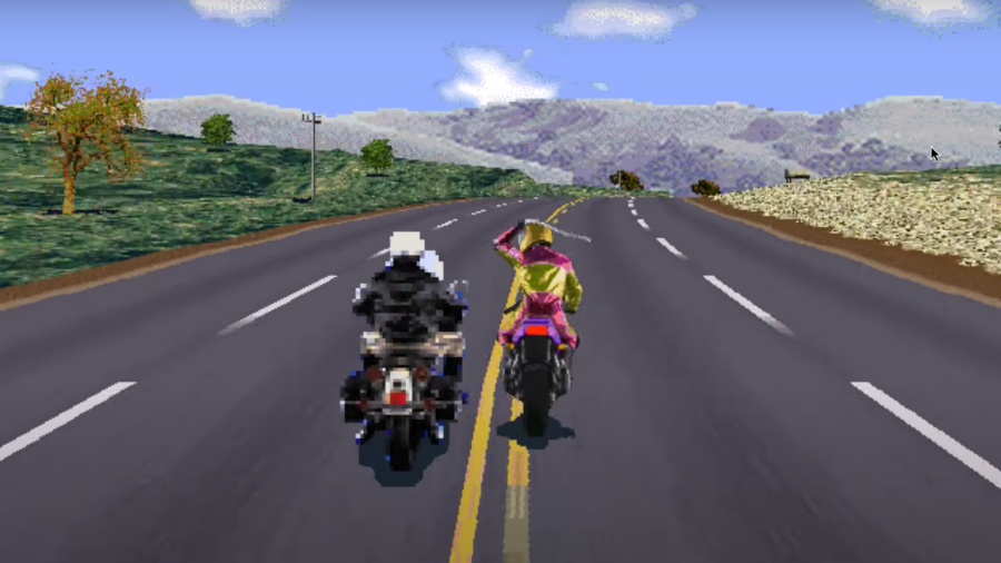 Road Rash like computer game-poster