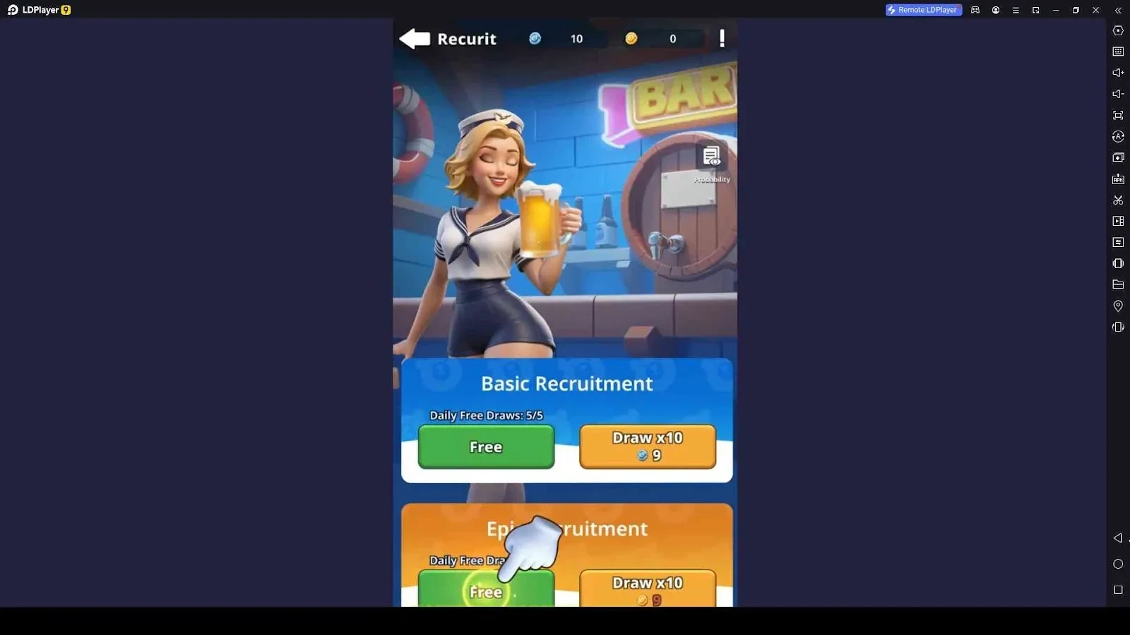 Recruitment in Toy Quest