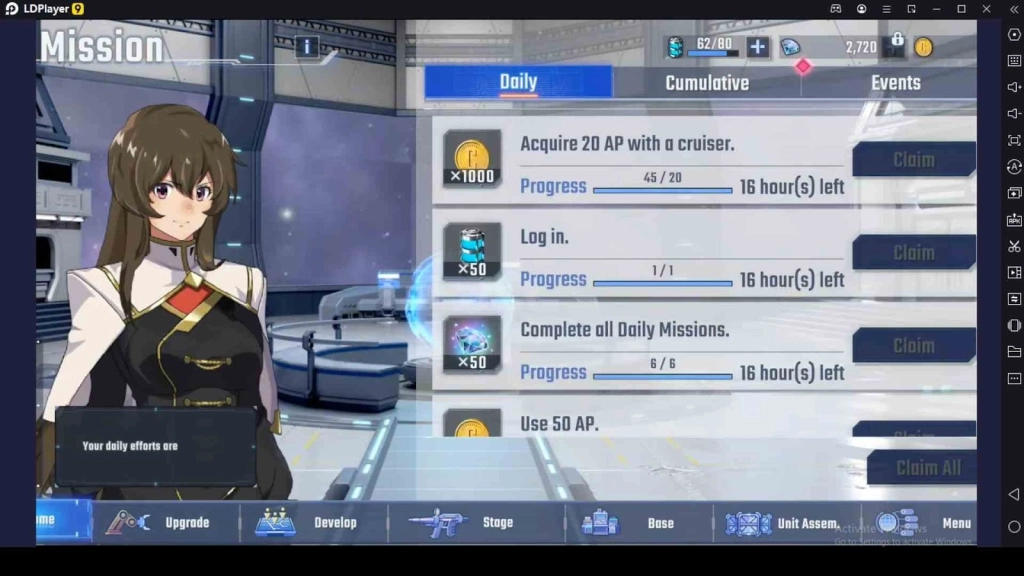 Complete Daily Missions and Cumulative Missions 