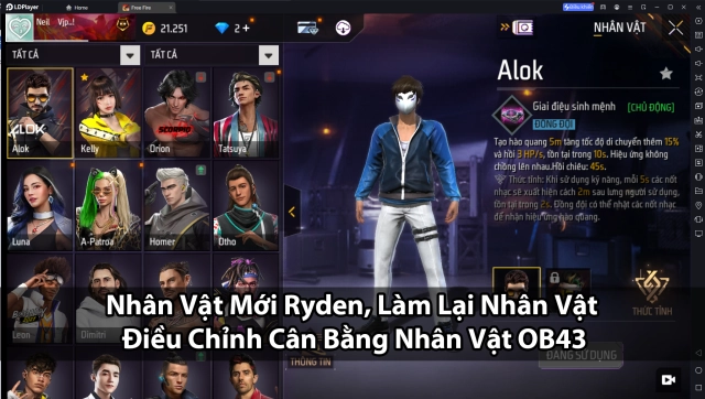 Garena Free Fire - Nhân Vật Mới Ryden, Làm Lại Nhân Vật, Điều Chỉnh Cân Bằng Nhân Vật OB43