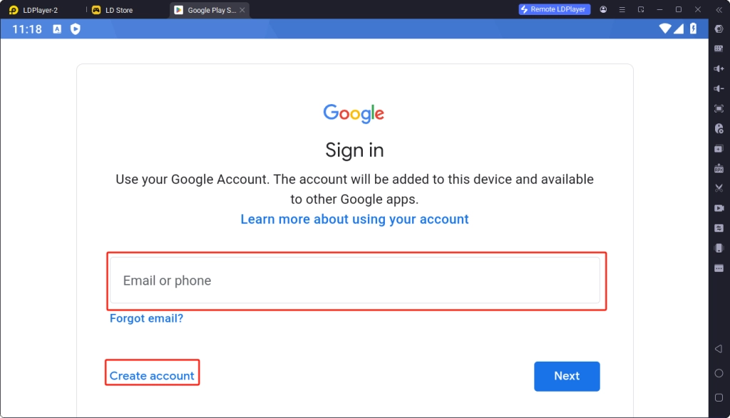 Enter account and password Enter account and password