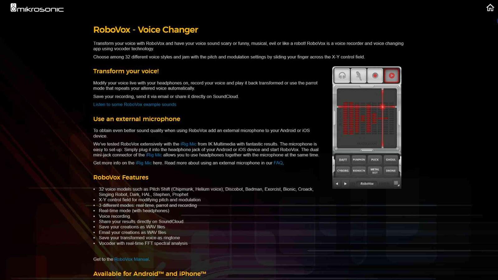 RoboVox (iOS and Android)