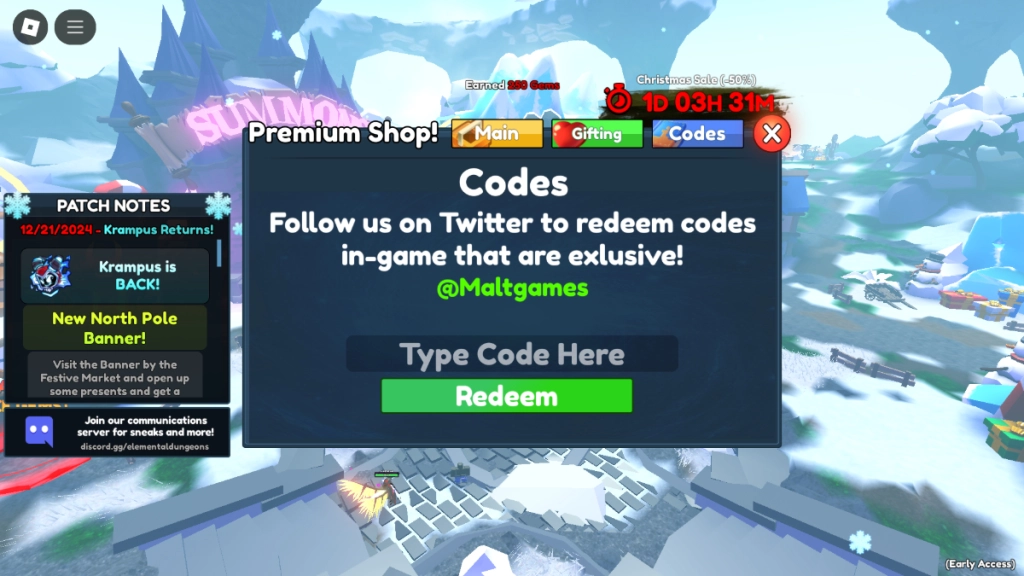 Redeeming Process for the Elemental Dungeons Codes