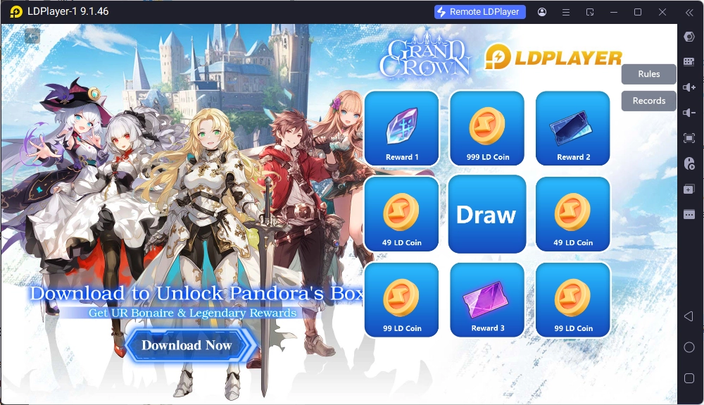Grand Crown: Pandora's Fate Official Launch: LDGame Exclusive First Top-up Bonus & 20% Off Coupon!