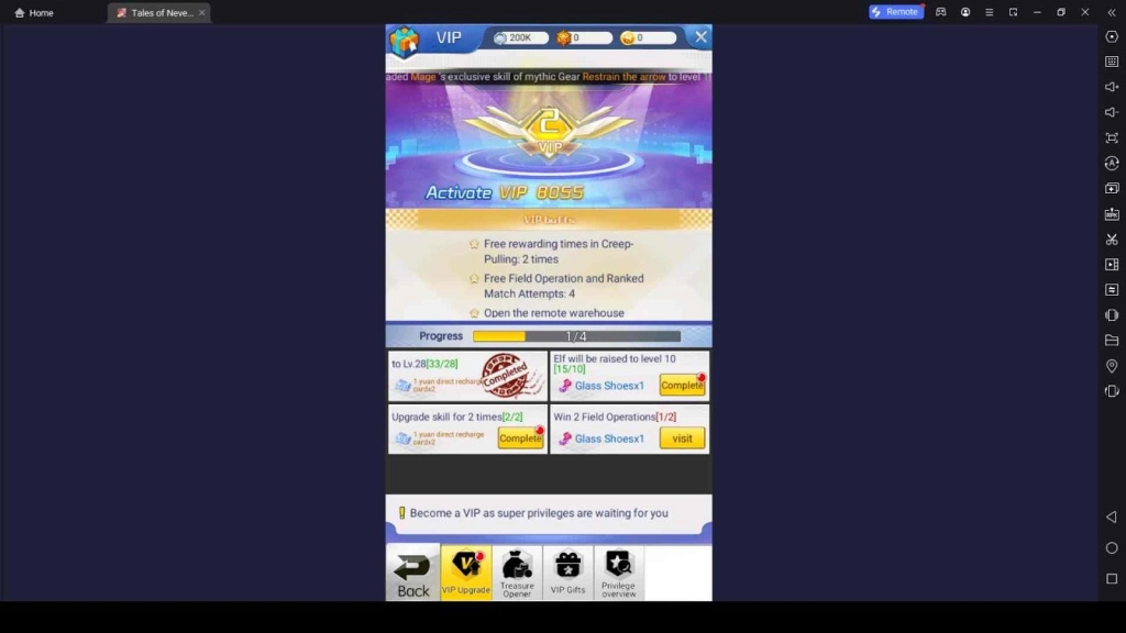 Upgrade the VIP Level