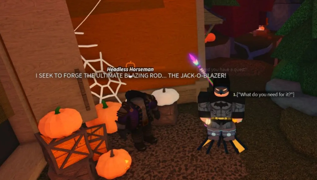 Jinete sin Cabeza en Fisch y conseguir la vara Jack-O-Blazer