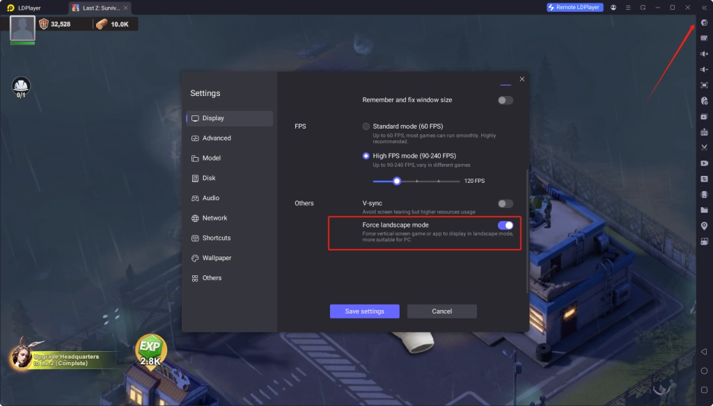 Force landscape mode