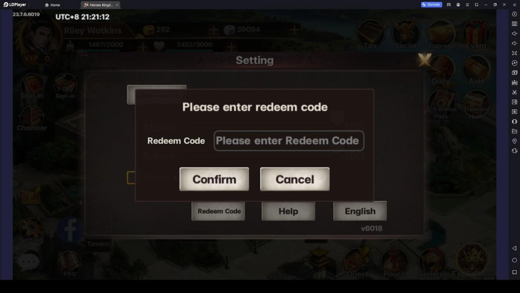 Use the Heroes Kingdom: Samkok M Codes 
