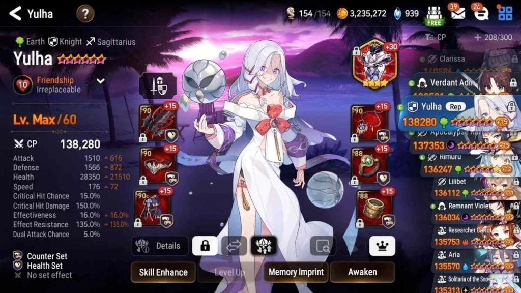 Epic Seven Yulha Gear and Artifact Setup