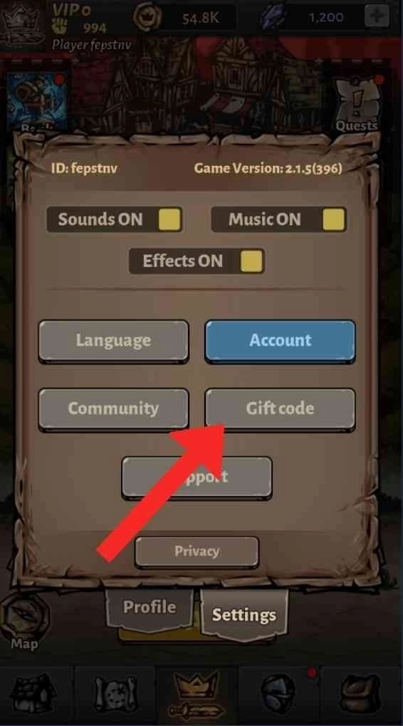 Redeeming Process for the Codes in Darkest AFK