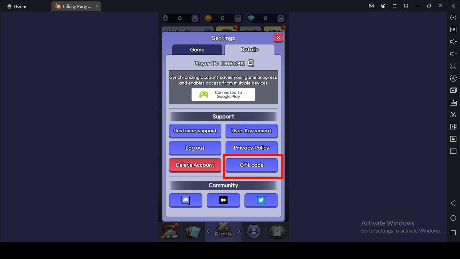 How to Redeem Infinity Party Battle Codes