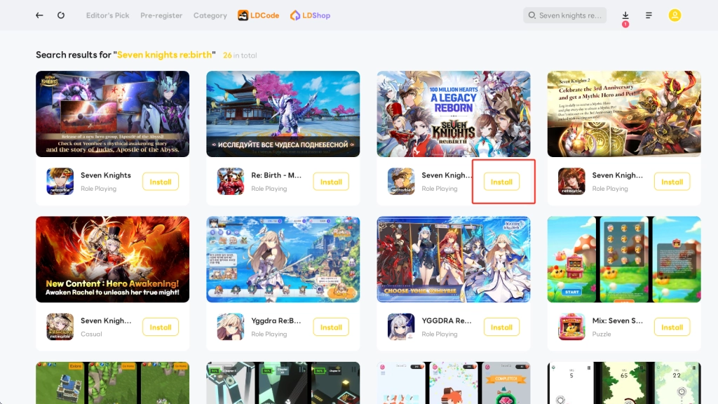 Install Seven Knights Re:Birth