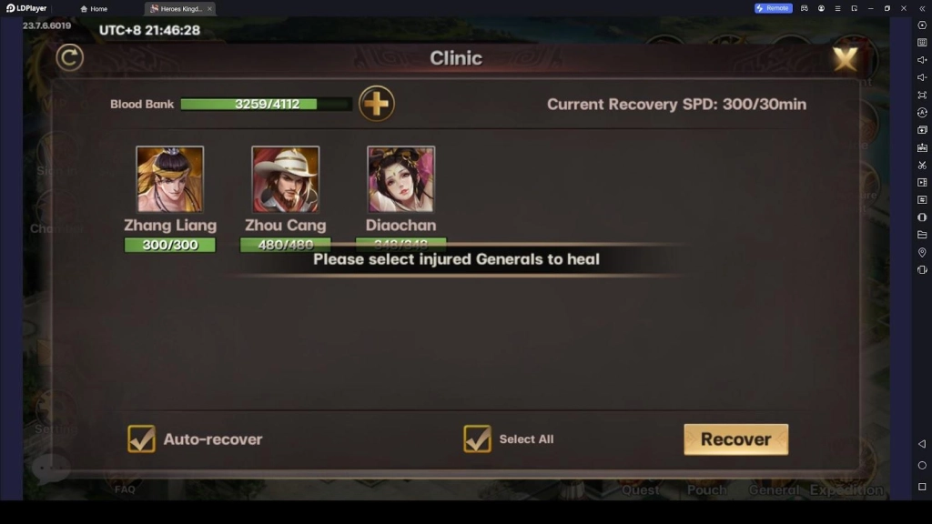Heal Your Generals Whenever You Can