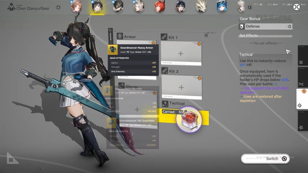 Best Gear for Chen Qianyu Best Gear for Chen Qianyu
