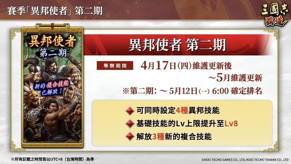 『三國志霸道』新賽季「異邦使者」第二期開幕！實施全新LR武將「公孫瓚」・「吳起」登場的4月更新