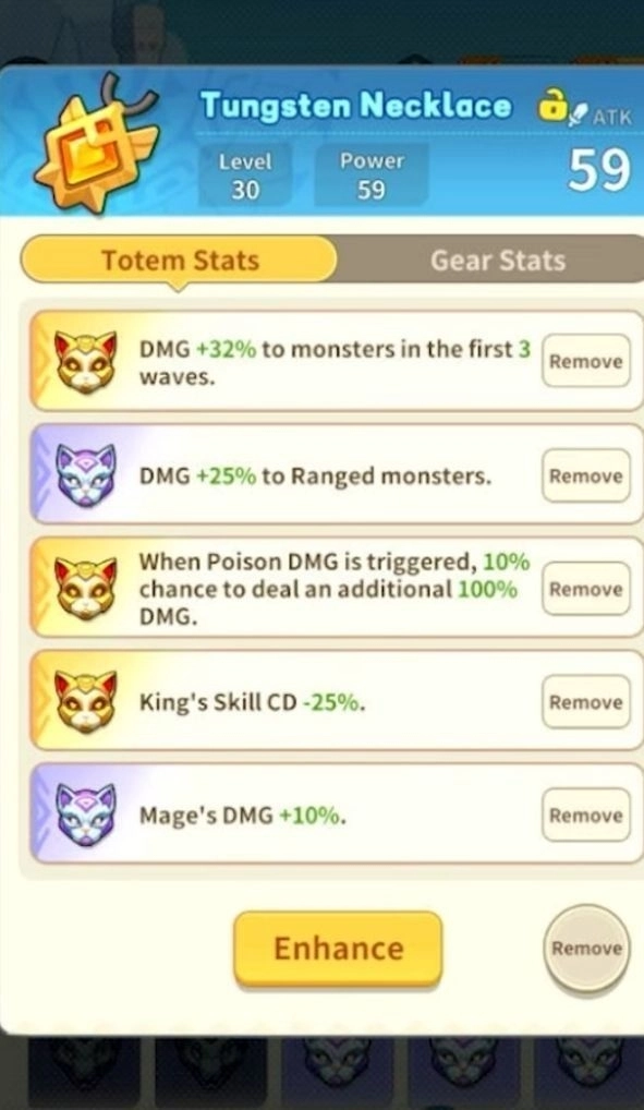 Enhance King’s Totem and Gear