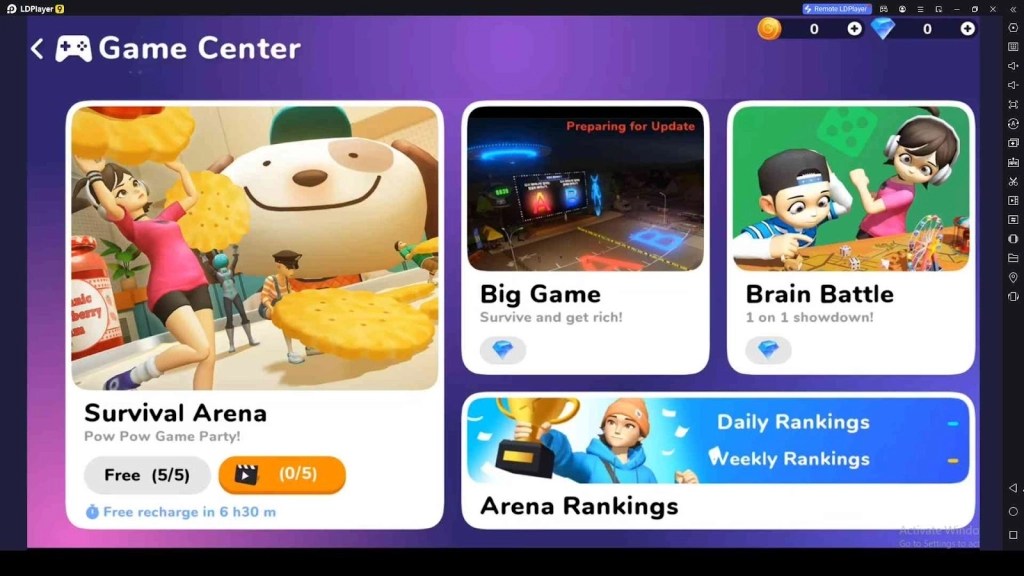 Play Mini Games from the Game Center Play Mini Games from the Game Center