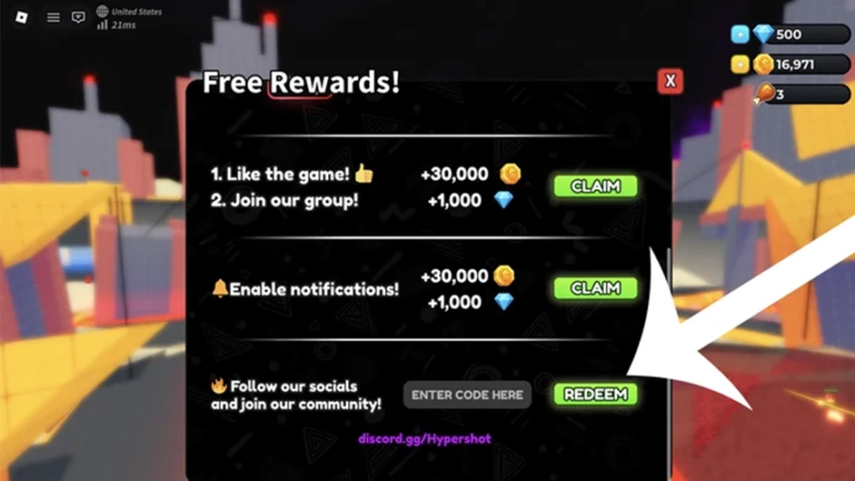 Roblox Hypershot แจก Codes อัปเดตเรื่อยๆ