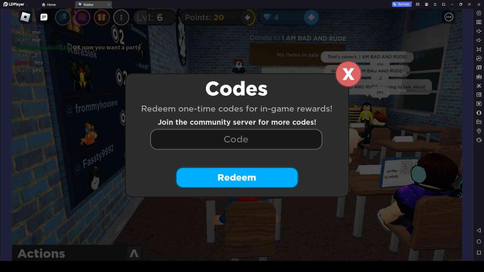 the presentation codes in roblox