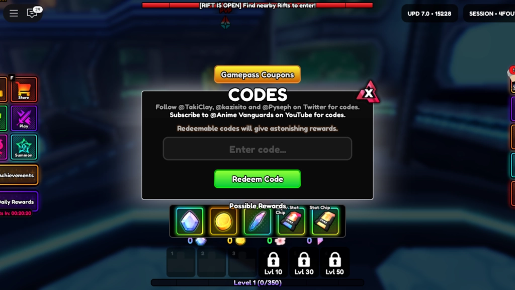 How to Redeem Codes in Anime Vanguards