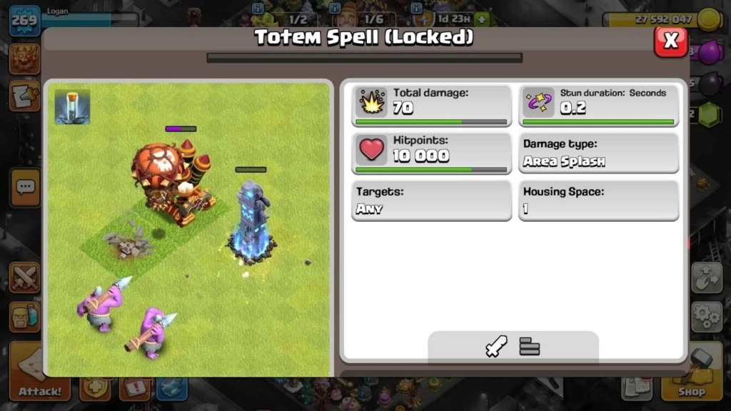 Clash of Clans TH18 Totem Spell Unlock Requirements and Core Stats