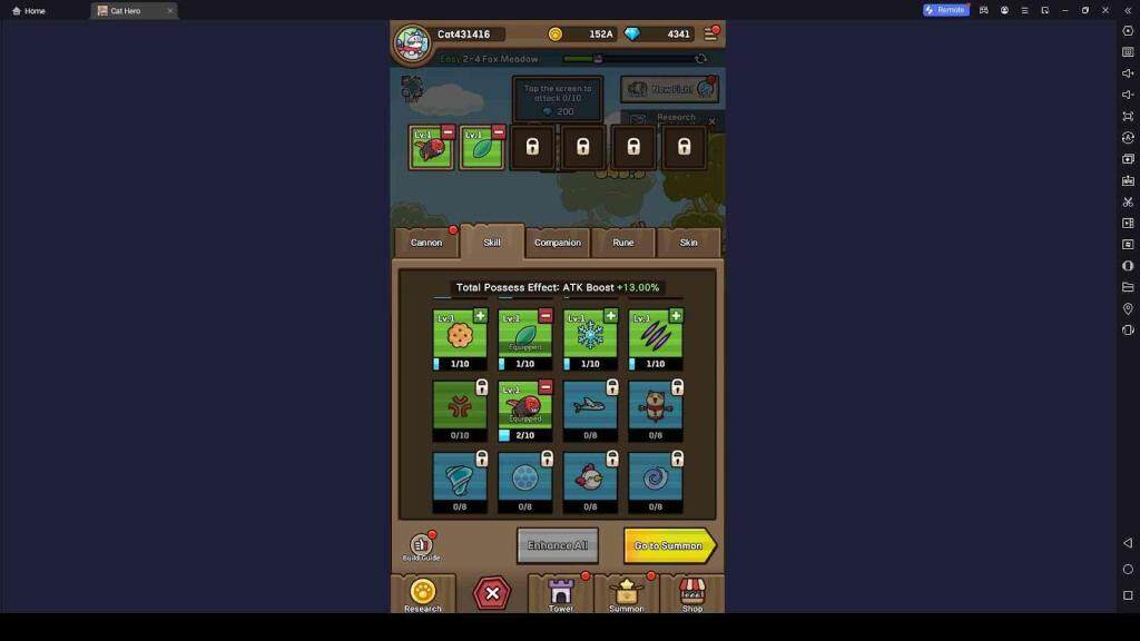 Equipping Cat Heroes in Cat Hero: Idle RPG