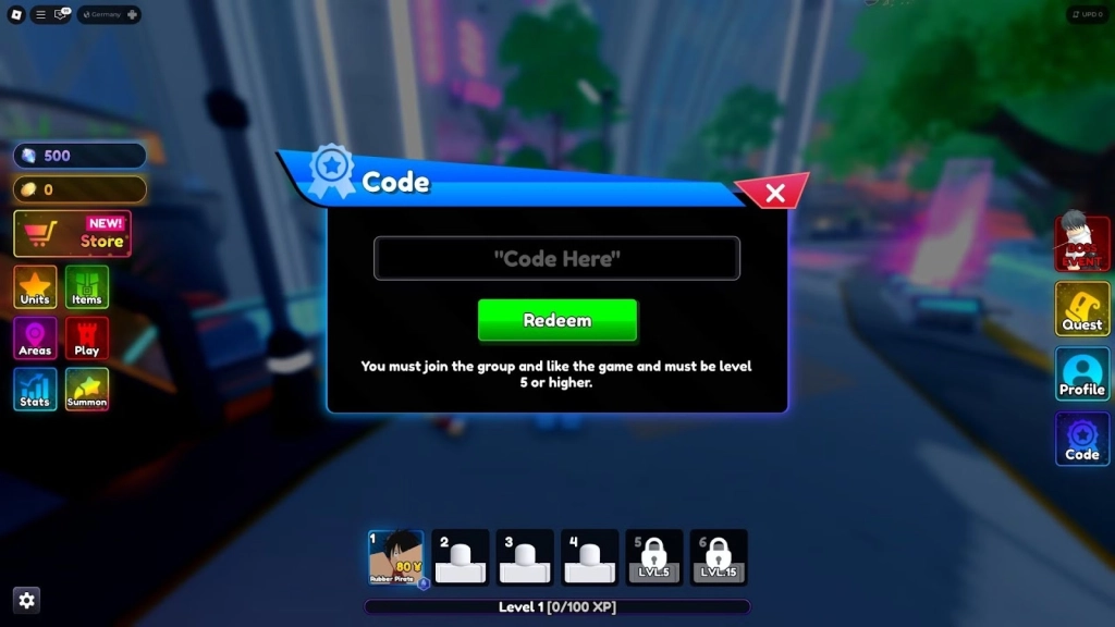 Redeeming Process for the Codes in Anime Rangers X