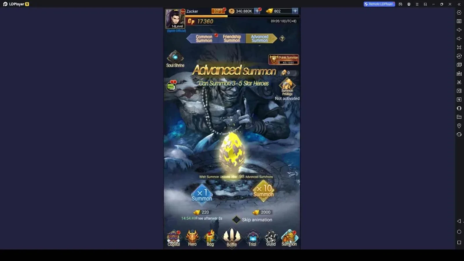 Summoning System in Legend of Myth