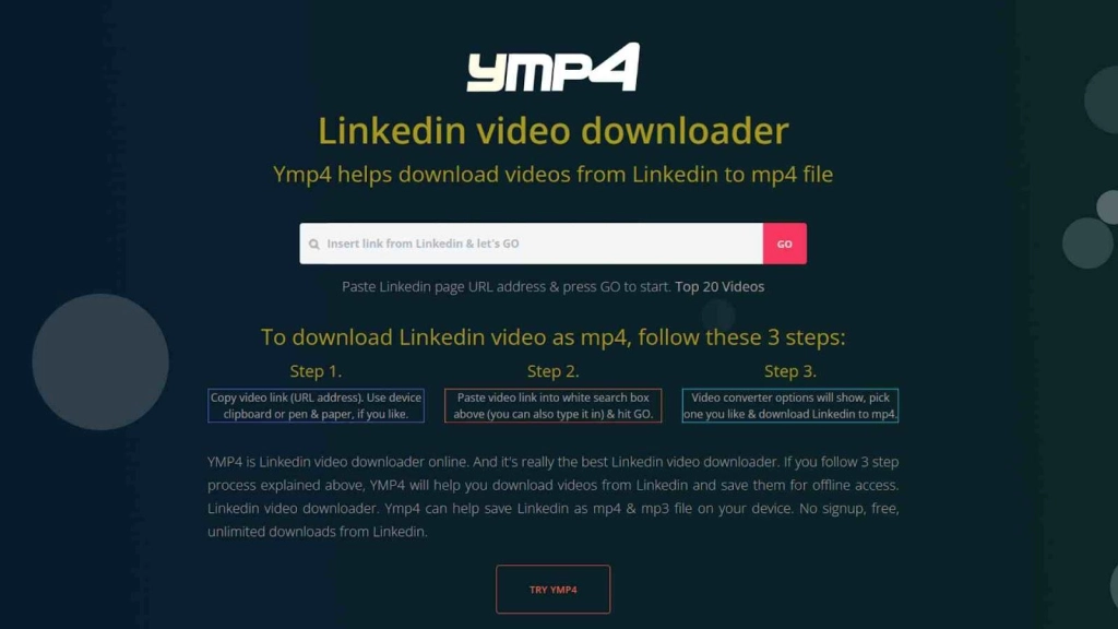 Ymp4 LinkedIn Video Downloader