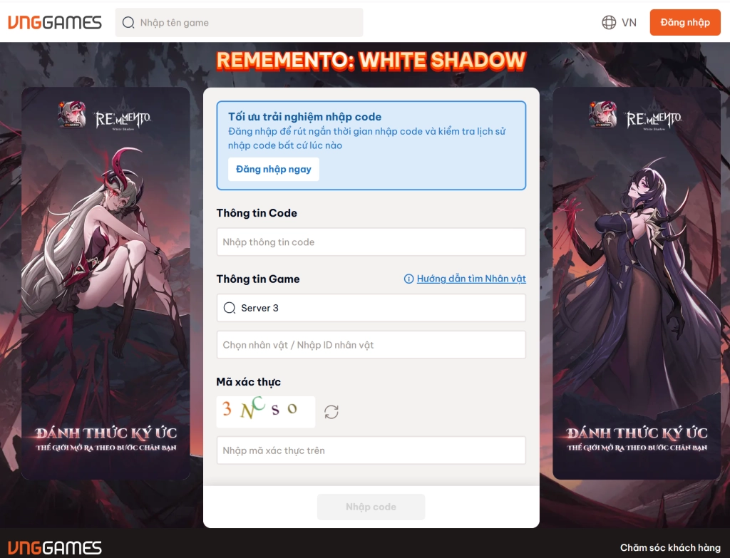 Full bộ code Rememento: White Shadow - Hướng dẫn cách nhập chi tiết