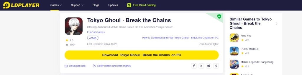 How to Download and Play Tokyo Ghoul : Break the Chains on PC