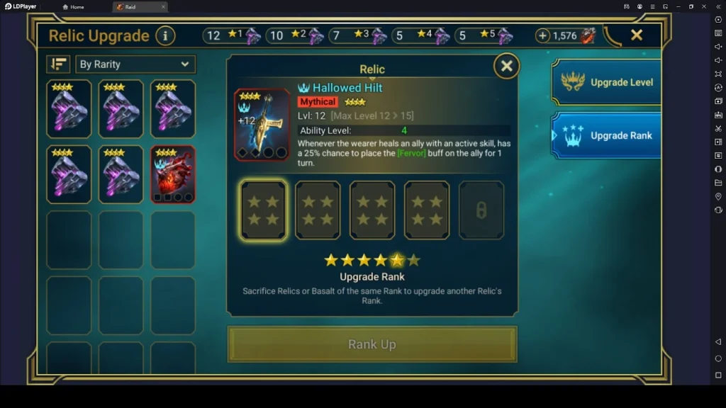 Rarities and Ranks of Relics