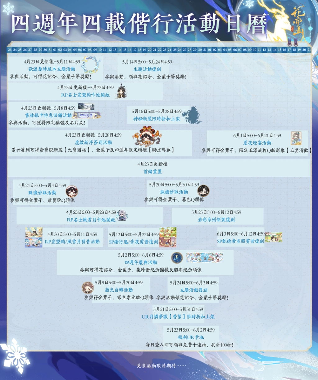 《花亦山心之月》四週年慶典 欲渡春時 盛大開幕，與你共譜四年心動篇章