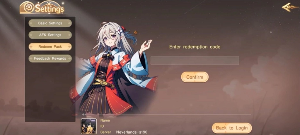 How to Redeem Codes in Neverland: Aeterna Chronicles