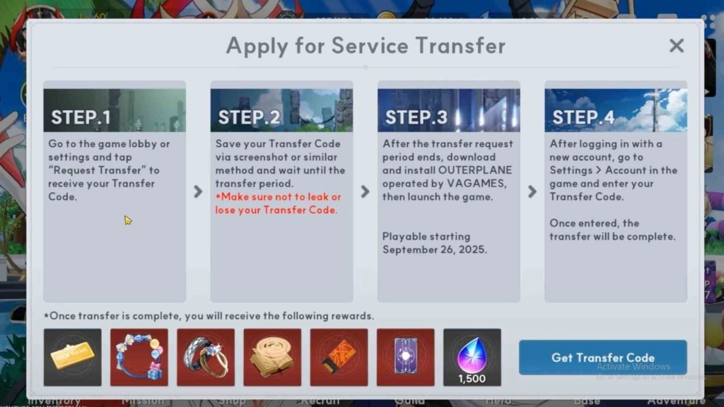 Transfer Code in Outerplane Transfer Code in Outerplane