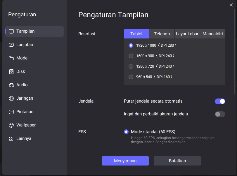 Sesuaikan Pengaturan Resolusi