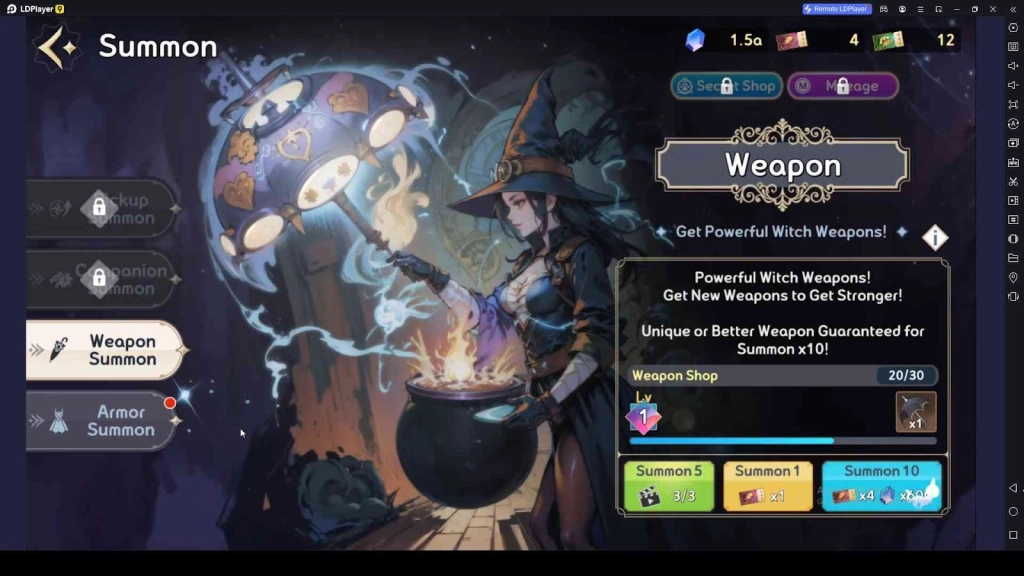 Get Powerful Witch Weapons from the Summoning System Get Powerful Witch Weapons from the Summoning System