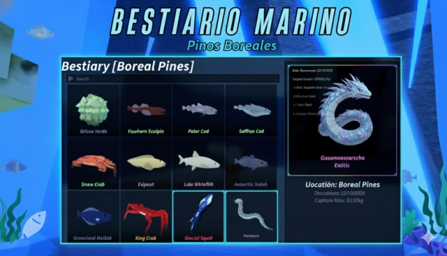 Bestiario Boreal Pines en Fisch: todos los monstruos y recompensas