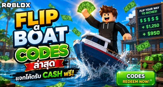 Roblox Flip a Boat Codes ล่าสุด แจกโค้ดรับ Cash ฟรี