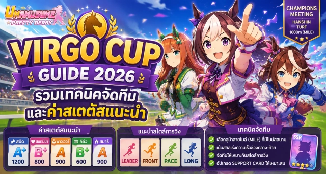 Umamusume: Pretty Derby Virgo Cup Guide 2026 รวมเทคนิคจัดทีมและค่าสเตตัสแนะนำ