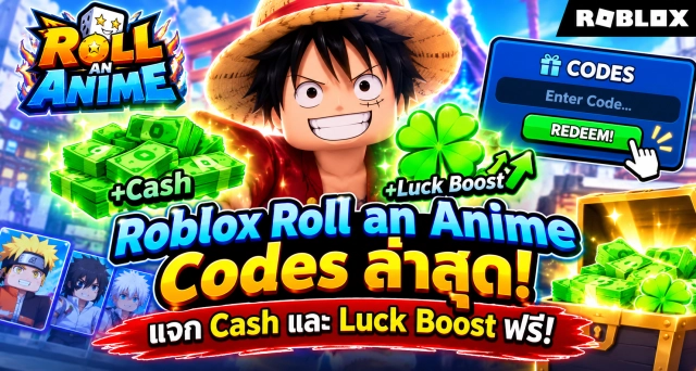 Roblox Roll an Anime Codes ล่าสุด แจก Cash และ Luck Boost ฟรี