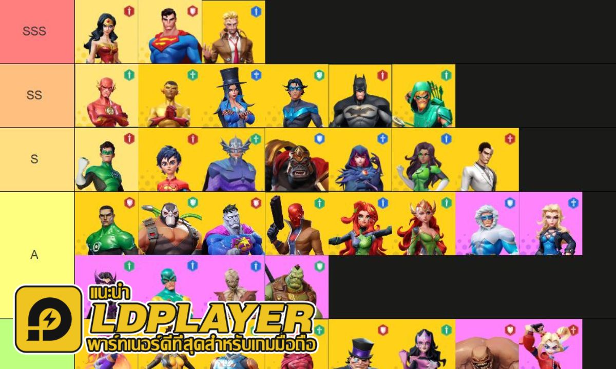 DC Worlds Collide (Global) Tier List ตัวละครน่าปั้นเก่งแบกทีมควรมีติดไอดีเริ่มต้น!!