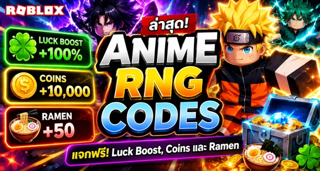 Roblox Anime RNG Codes ล่าสุด แจก Luck Boost, Coins และ Ramen ฟรี