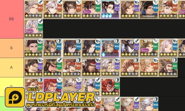 Samkok Fantasy (SEA) Tier List ตัวละครน่าปั้น ตัวไหนเก่งแบกทีมช่วงต้นเกมท้ายเกม