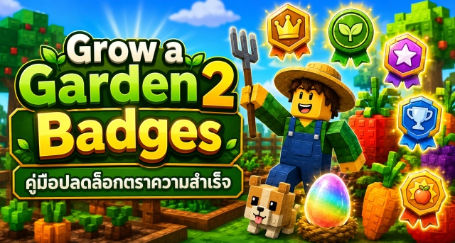 Roblox Grow a Garden 2 Badges คืออะไร? คู่มือปลดล็อกตราความสำเร็จทั้งหมดในเกม